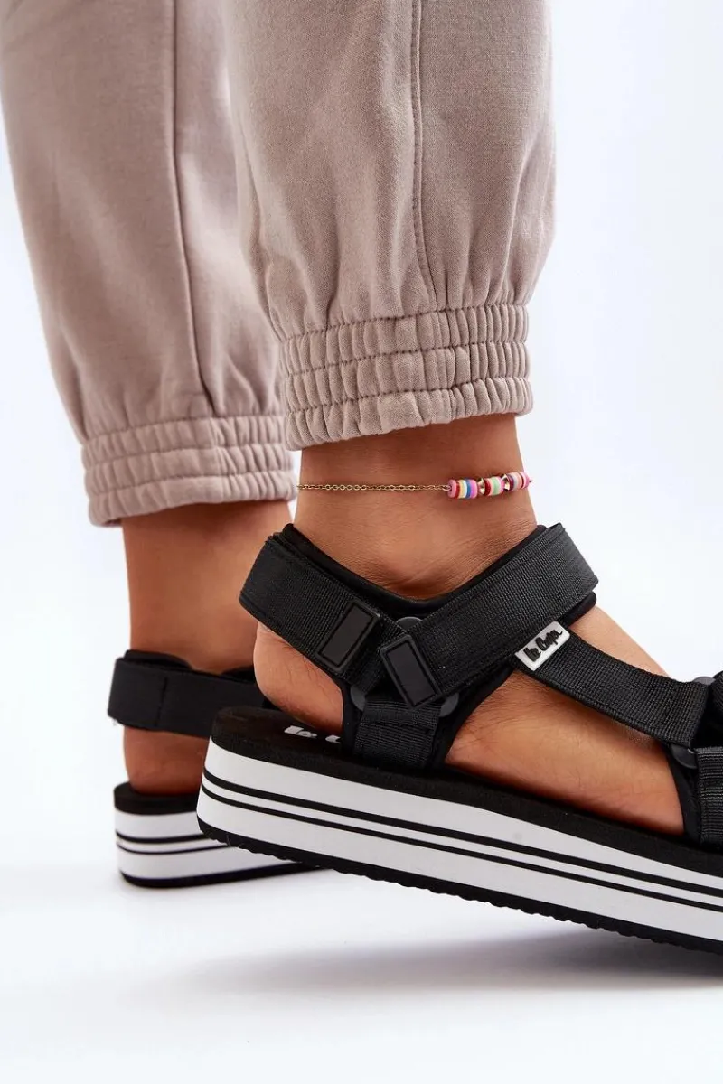 Sandały Płaskie>Lee Cooper Damskie Sandały Na Platformie LCW-24-05-2753 Czarne Czarny