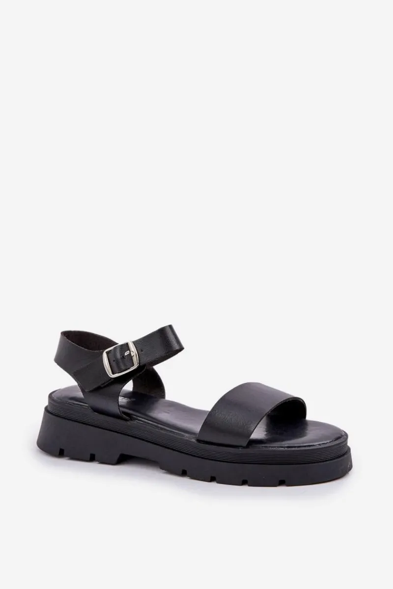 Clearance Damskie Sandały Na Platformie Czarne Evaretha Damskie Sandały Płaskie