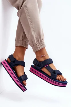 Sale Lee Cooper Damskie Sandały Na Platformie LCW-24-05-2754L Granatowe Niebieski