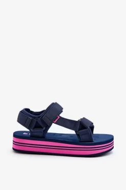 Sale Lee Cooper Damskie Sandały Na Platformie LCW-24-05-2754L Granatowe Niebieski