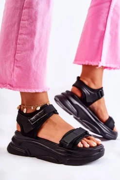 Outlet Evento Damskie Sandały Na Platformie Czarne Terrina