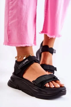 Outlet Evento Damskie Sandały Na Platformie Czarne Terrina