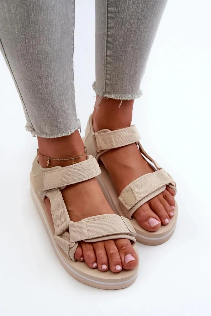 Sandały Big Star|Sandały Płaskie>Big Star Shoes Damskie Sandały Na Platformie Big Star NN274A535 Beżowe Beżowy