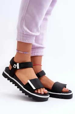 Clearance Damskie Sandały Na Platformie Big Star NN274778 Czarne Damskie Sandały Big Star|Sandały Płaskie