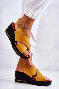 Sandały Na Koturnie></noscript>Buty damskie Vinceza Damskie Sandały Na Rzep Żółte Amaze