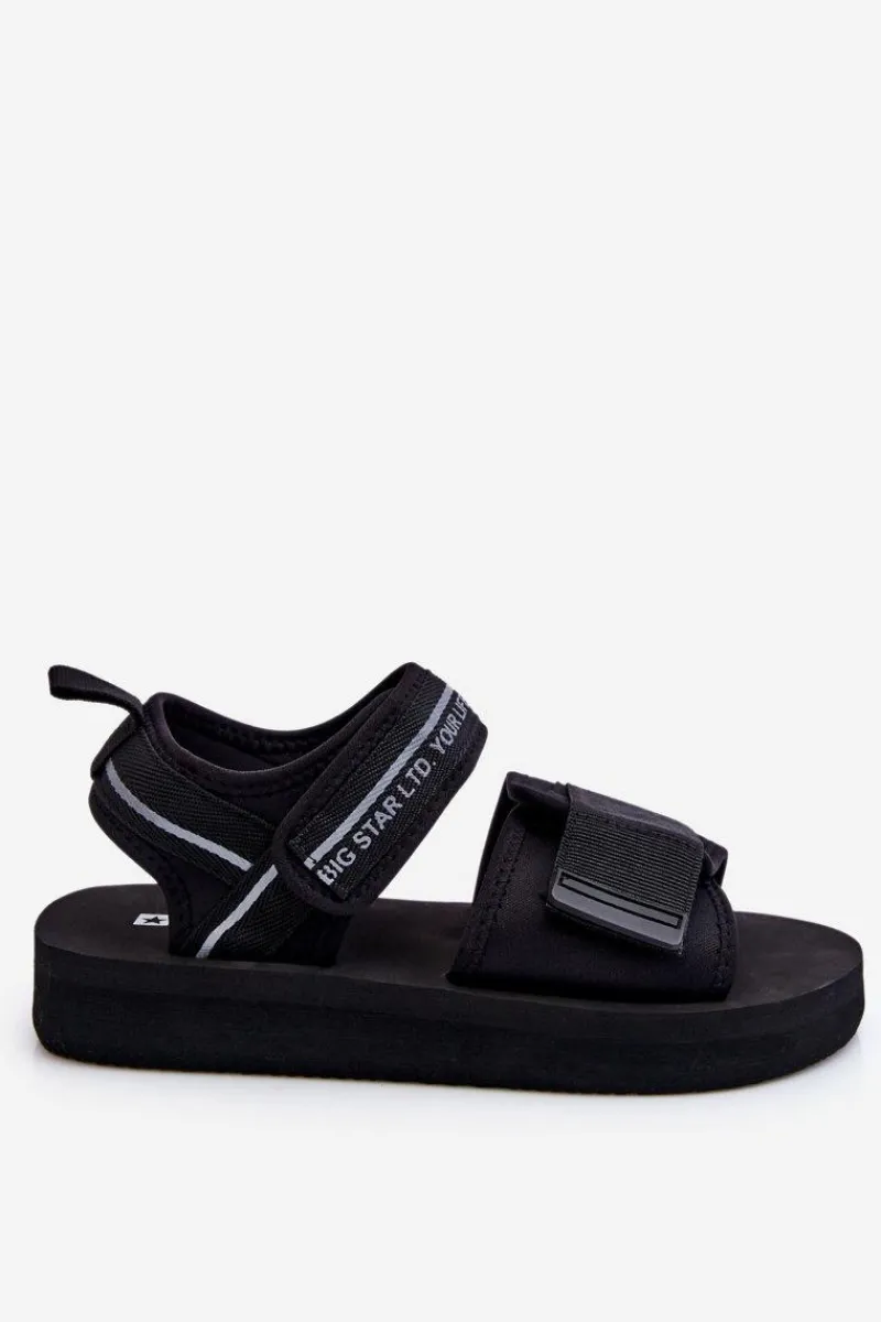 Damskie Sandały Na Rzepy Big Star LL274784 Czarne Damskie Sandały Big Star|Sandały Płaskie