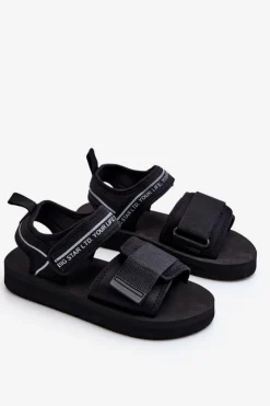 Damskie Sandały Na Rzepy Big Star LL274784 Czarne Damskie Sandały Big Star|Sandały Płaskie