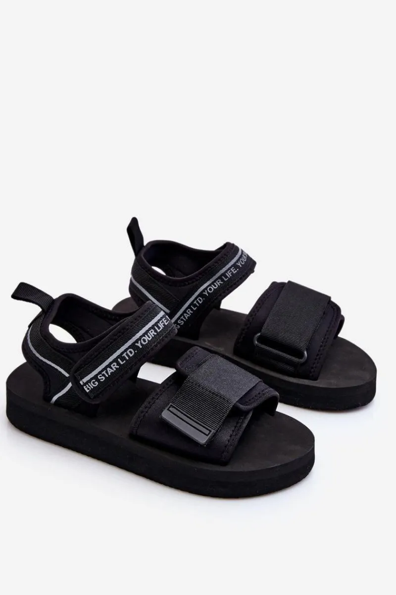Damskie Sandały Na Rzepy Big Star LL274784 Czarne Damskie Sandały Big Star|Sandały Płaskie