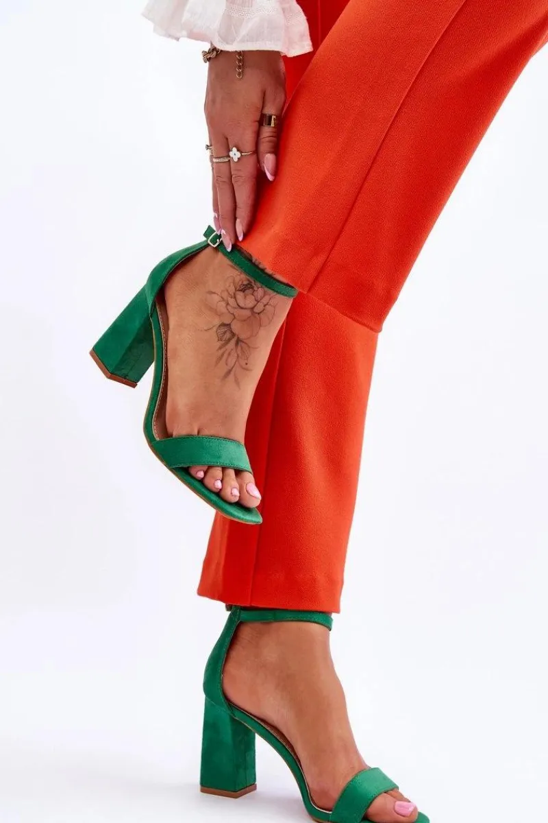 Discount Damskie Sandały Na Stabilnym Słupku Zielone Lavissa Damskie Sandały Na Obcasie