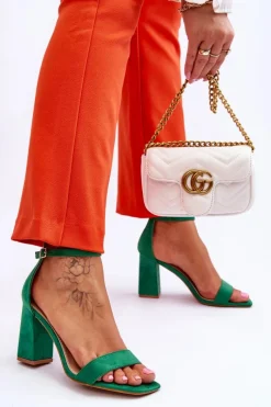 Discount Damskie Sandały Na Stabilnym Słupku Zielone Lavissa Damskie Sandały Na Obcasie