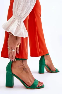 Discount Damskie Sandały Na Stabilnym Słupku Zielone Lavissa Damskie Sandały Na Obcasie