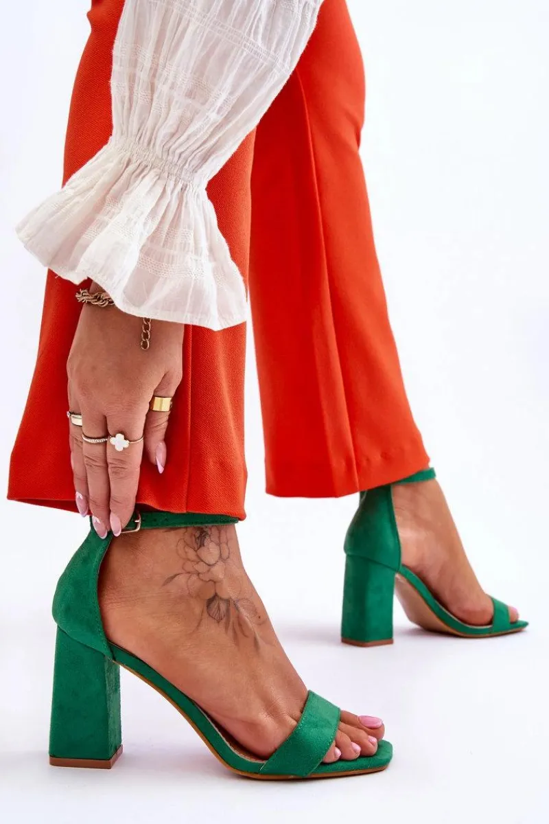 Discount Damskie Sandały Na Stabilnym Słupku Zielone Lavissa Damskie Sandały Na Obcasie