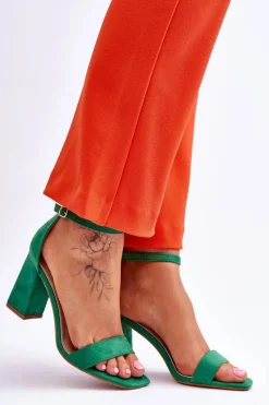 Discount Damskie Sandały Na Stabilnym Słupku Zielone Lavissa Damskie Sandały Na Obcasie