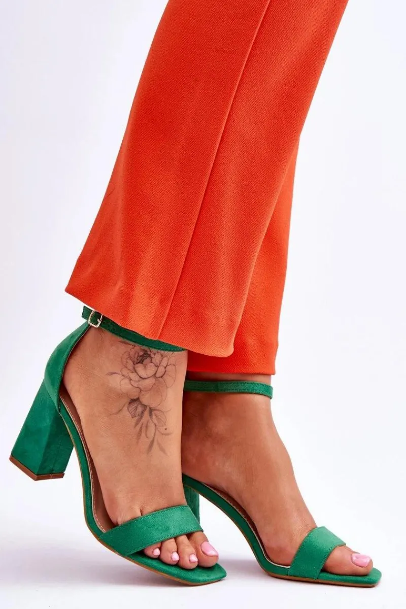 Discount Damskie Sandały Na Stabilnym Słupku Zielone Lavissa Damskie Sandały Na Obcasie