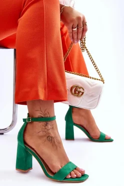 Discount Damskie Sandały Na Stabilnym Słupku Zielone Lavissa Damskie Sandały Na Obcasie