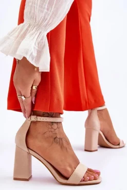 Clearance Boto Damskie Sandały Na Stabilnym Słupku Beżowe Lavissa