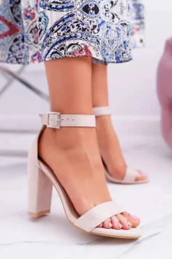 Best Damskie Sandały Na Słupku Beżowe Serenity Damskie Sandały Na Obcasie