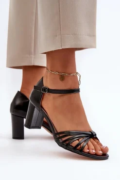 Sandały Na Słupku|Sandały Na Obcasie><noscript><img width=