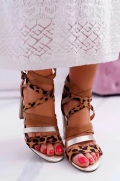 Hot Boto Damskie Sandały Na Słupku Eleganckie Z Paskami Villey