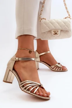 Sale Damskie Sandały Na Słupku Złote Pyrrette Damskie Sandały Na Słupku|Sandały Na Obcasie