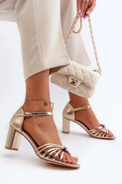 Sale Damskie Sandały Na Słupku Złote Pyrrette Damskie Sandały Na Słupku|Sandały Na Obcasie