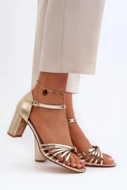 Sale Damskie Sandały Na Słupku Złote Pyrrette Damskie Sandały Na Słupku|Sandały Na Obcasie