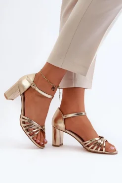 Sale Damskie Sandały Na Słupku Złote Pyrrette Damskie Sandały Na Słupku|Sandały Na Obcasie