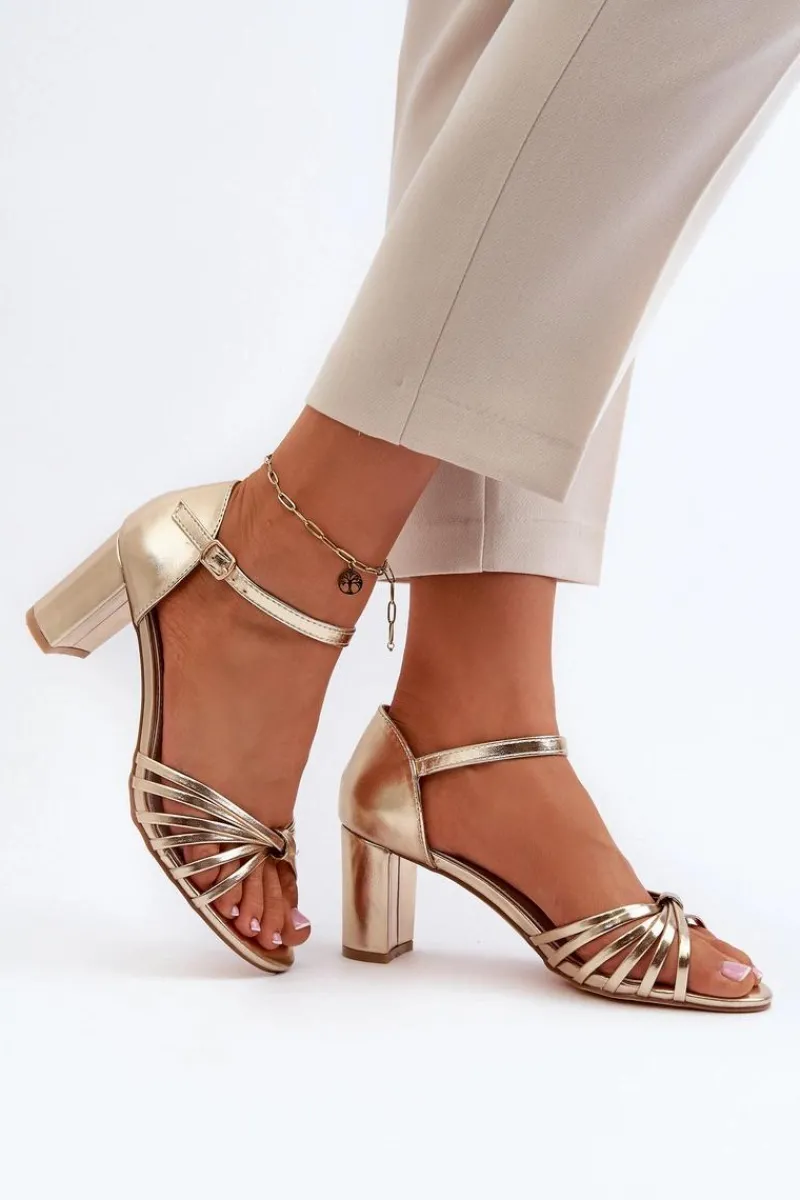 Sale Damskie Sandały Na Słupku Złote Pyrrette Damskie Sandały Na Słupku|Sandały Na Obcasie