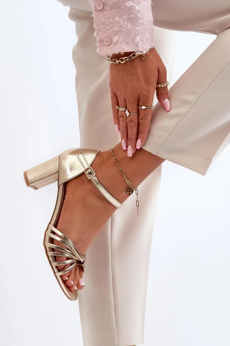 Sale Damskie Sandały Na Słupku Złote Pyrrette Damskie Sandały Na Słupku|Sandały Na Obcasie