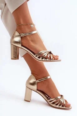 Sale Damskie Sandały Na Słupku Złote Pyrrette Damskie Sandały Na Słupku|Sandały Na Obcasie