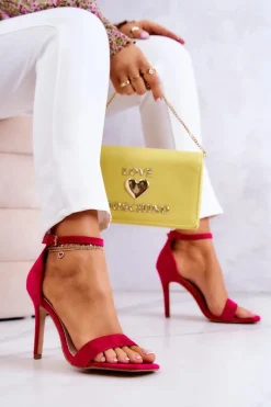 Best Damskie Sandały Na Szpilce Zamszowe Fuksja Massimo Damskie Sandały Na Obcasie