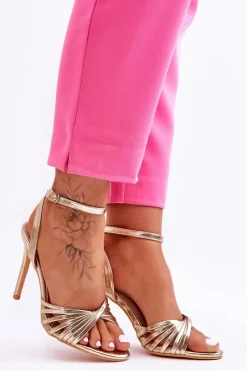 Discount Damskie Sandały Na Szpilce Złote My Darling Damskie Sandały Na Obcasie