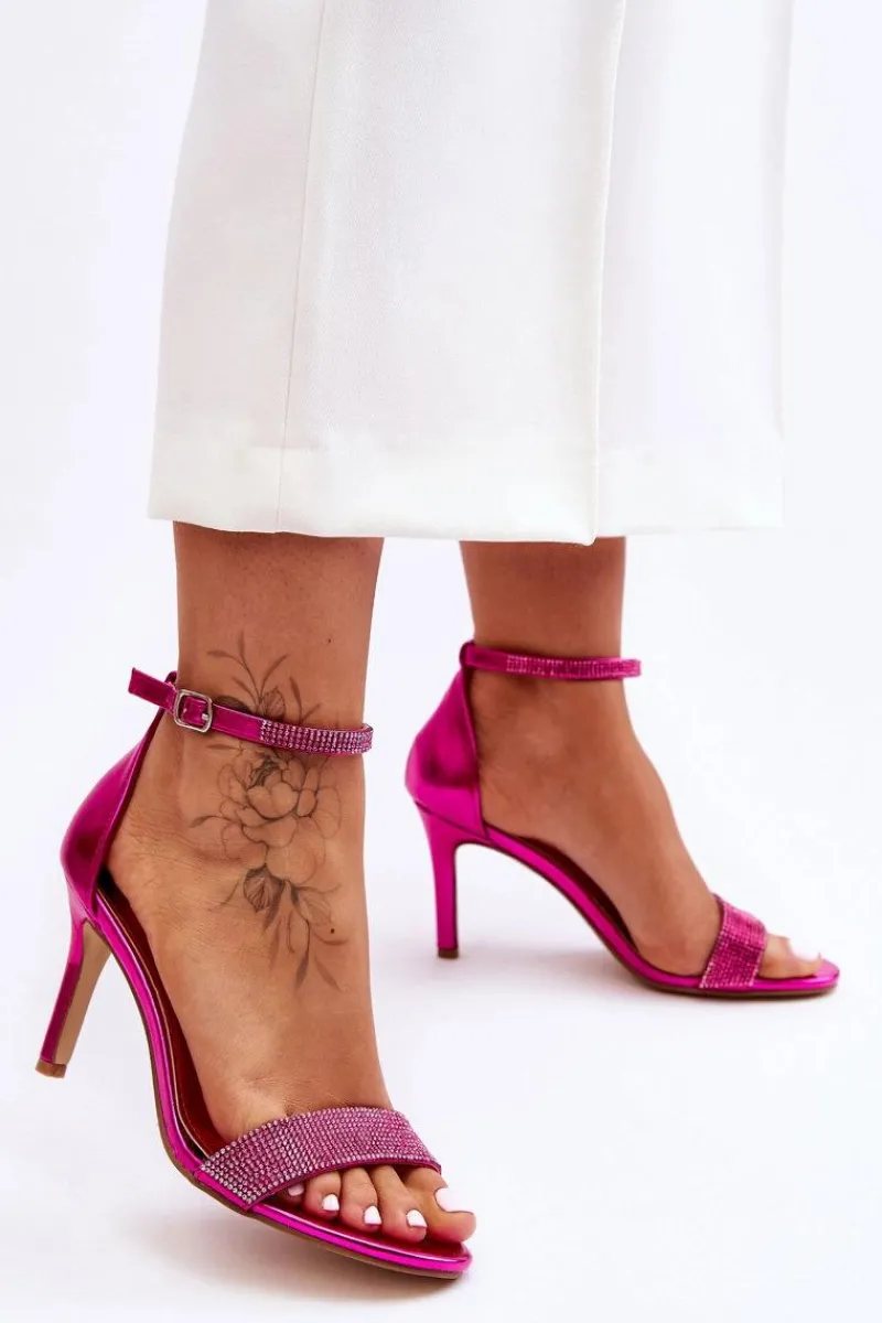 Online Boto Damskie Sandały Na Szpilce Z Dżetami Fuksja Perfecto Różowy