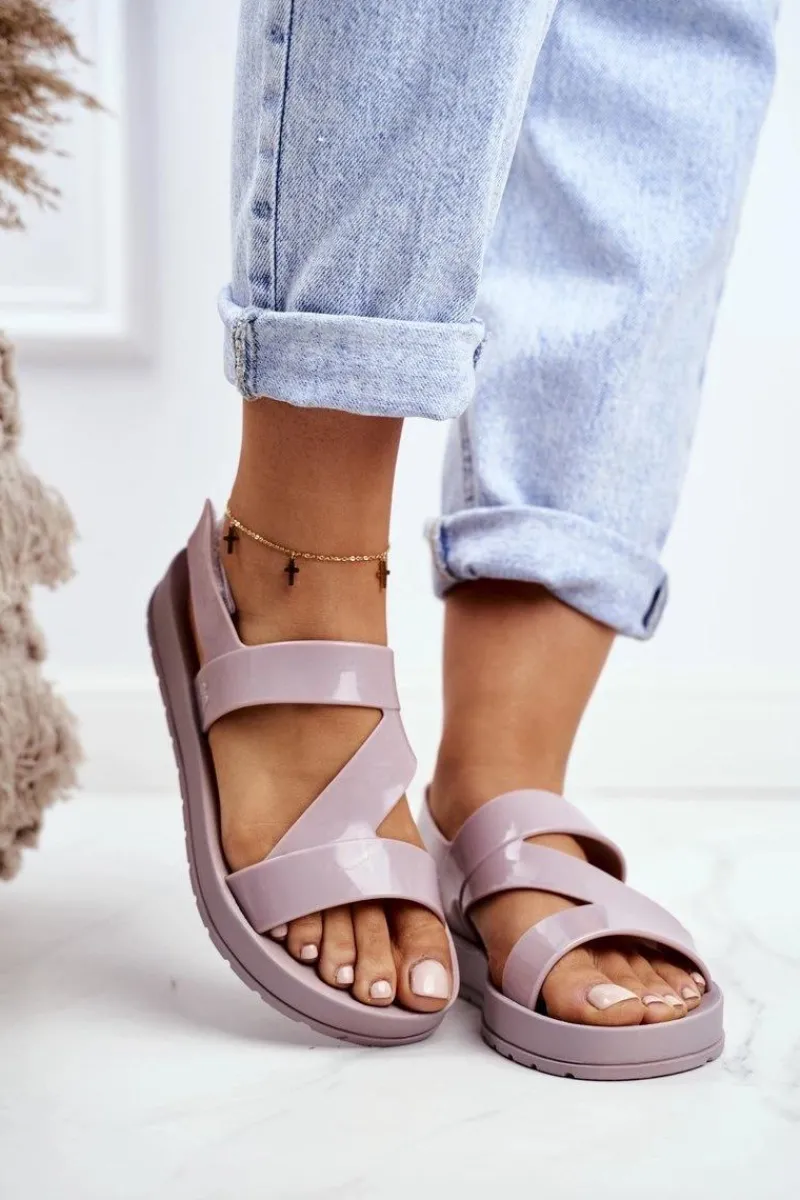 Best Damskie Sandały Pachnące Gumowe Beżowe DD285066 Damskie Sandały Gumowe|Sandały Płaskie