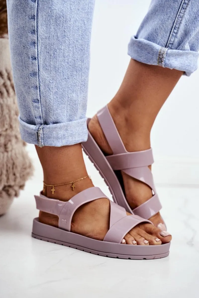 Best Damskie Sandały Pachnące Gumowe Beżowe DD285066 Damskie Sandały Gumowe|Sandały Płaskie