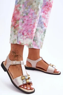 Sandały Płaskie><noscript><img width=