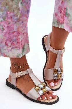 Sandały Płaskie><noscript><img width=