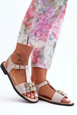 Sandały Płaskie><noscript><img width=