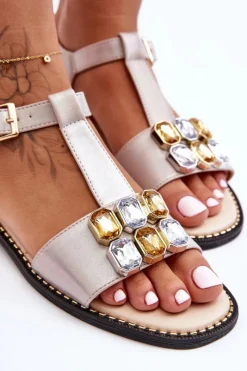 Sandały Płaskie><noscript><img width=