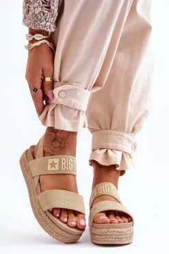 Sale Big Star Shoes Damskie Sandały Wsuwane Big Star LL274858 Beżowe