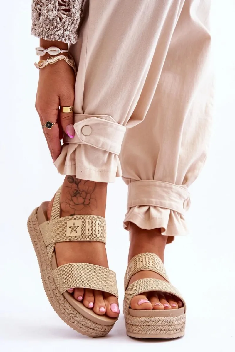 Sale Big Star Shoes Damskie Sandały Wsuwane Big Star LL274858 Beżowe