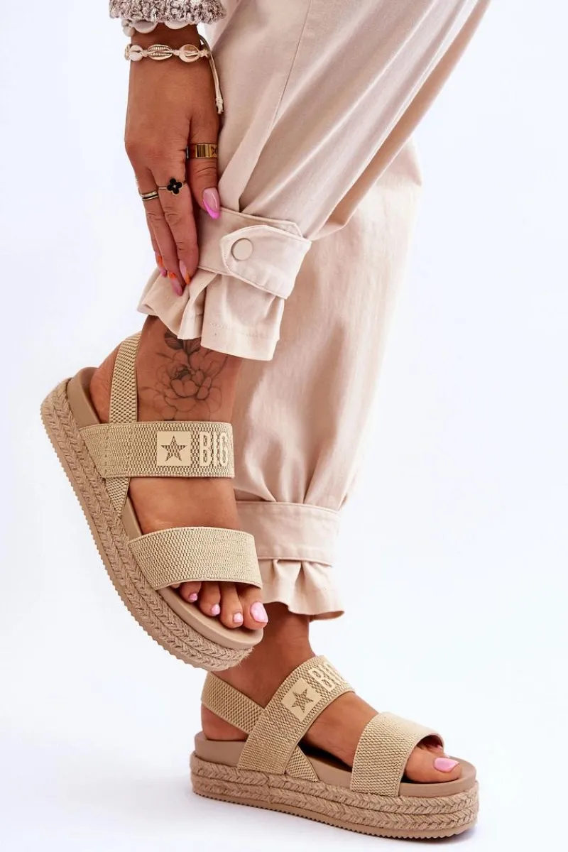 Sale Big Star Shoes Damskie Sandały Wsuwane Big Star LL274858 Beżowe
