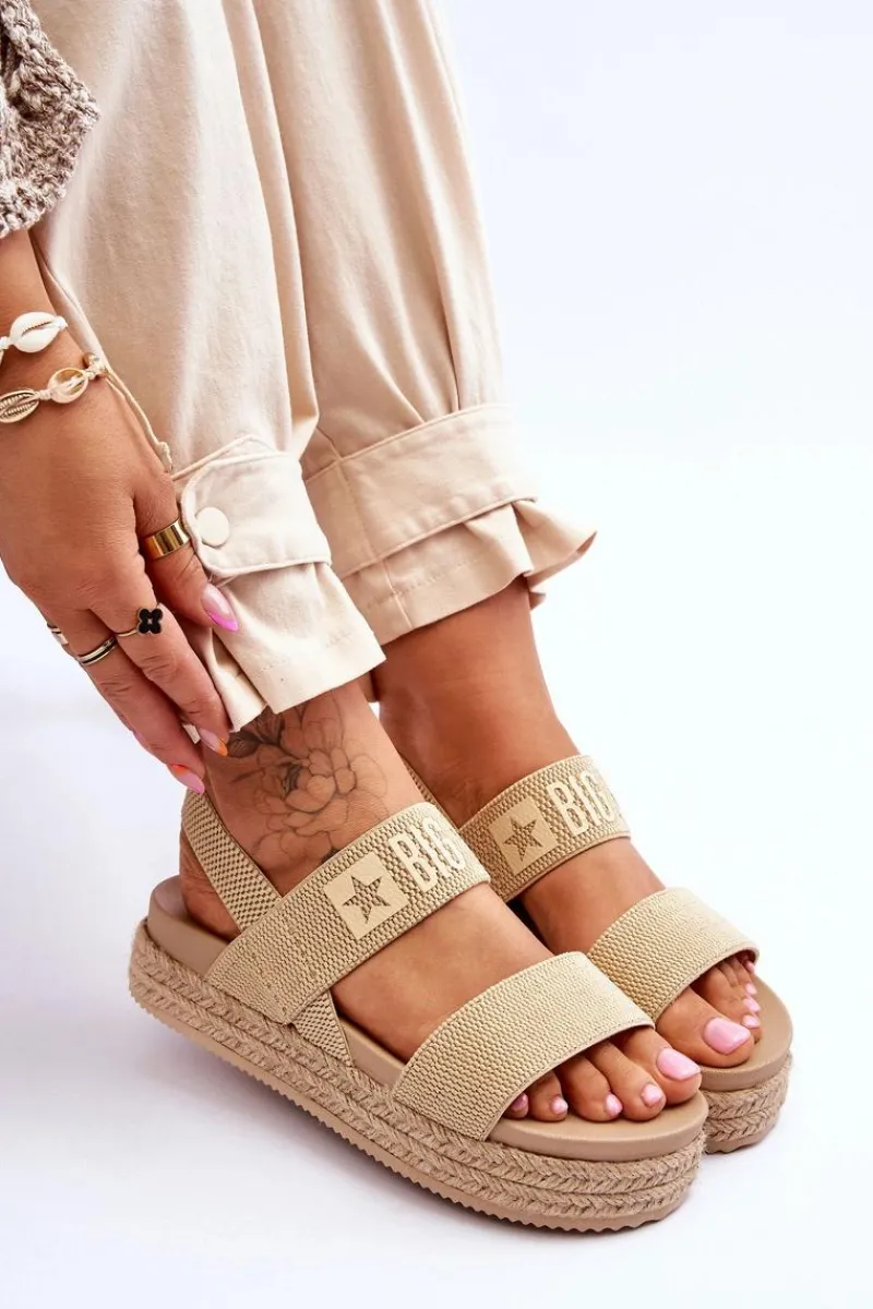 Sale Big Star Shoes Damskie Sandały Wsuwane Big Star LL274858 Beżowe