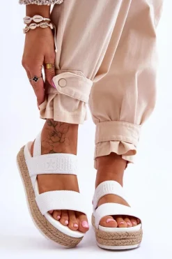 Discount Damskie Sandały Wsuwane Big Star LL274857 Białe Damskie Sandały Big Star|Sandały Płaskie