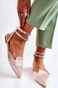 Sandały Płaskie>Boto Damskie Sandały Z Noskiem W Szpic Beżowe Amisha