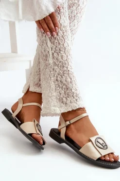 Sandały Płaskie><noscript><img width=