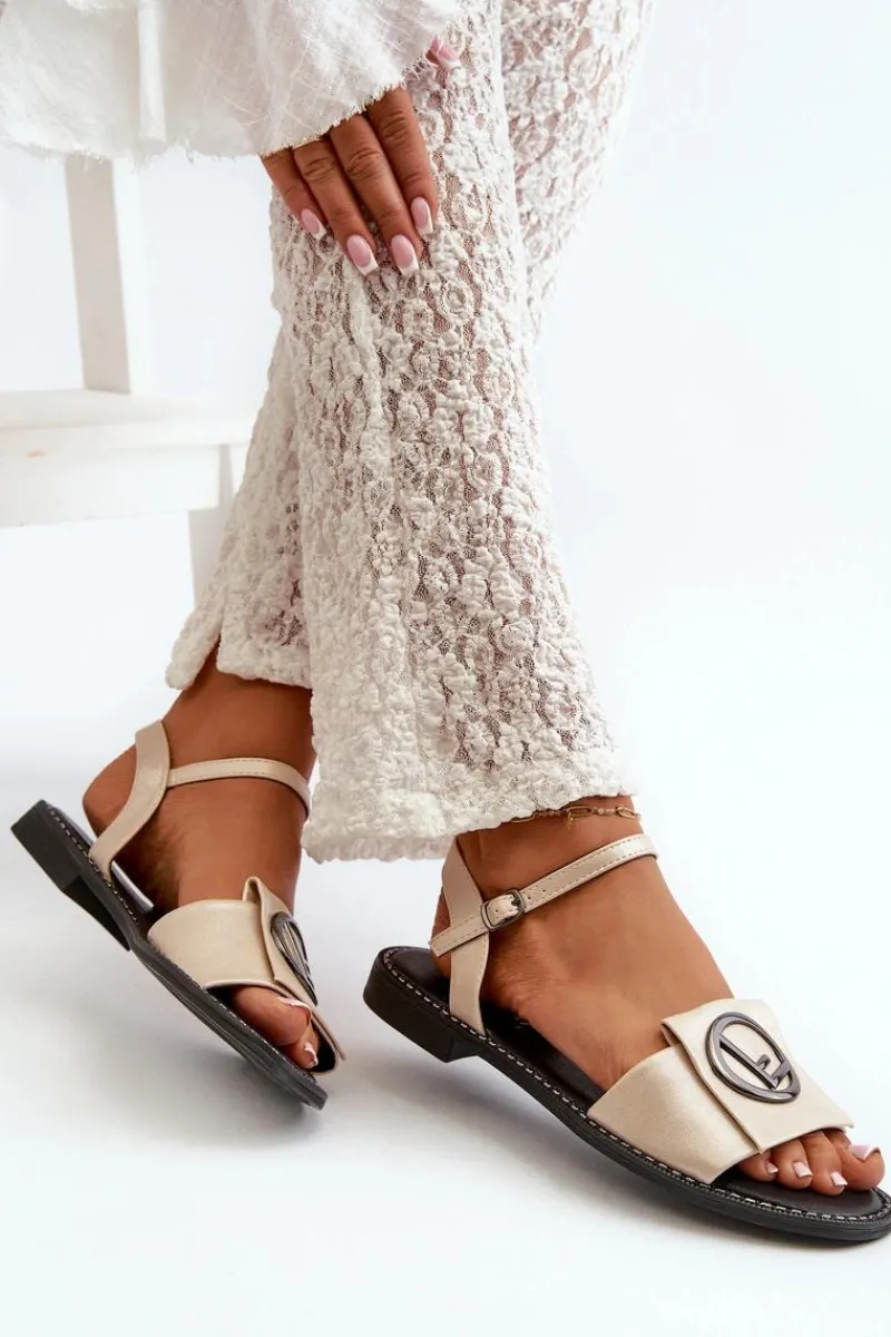 Sandały Płaskie>Damskie buty S.Barski Damskie Sandały Z Ozdobą S.Barski KV27-045 Złote