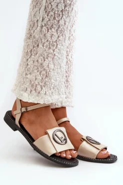 Sandały Płaskie><noscript><img width=