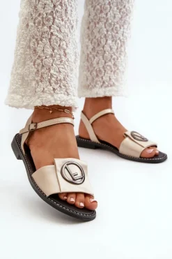 Sandały Płaskie><noscript><img width=