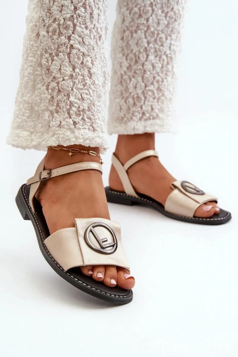 Sandały Płaskie>Damskie buty S.Barski Damskie Sandały Z Ozdobą S.Barski KV27-045 Złote